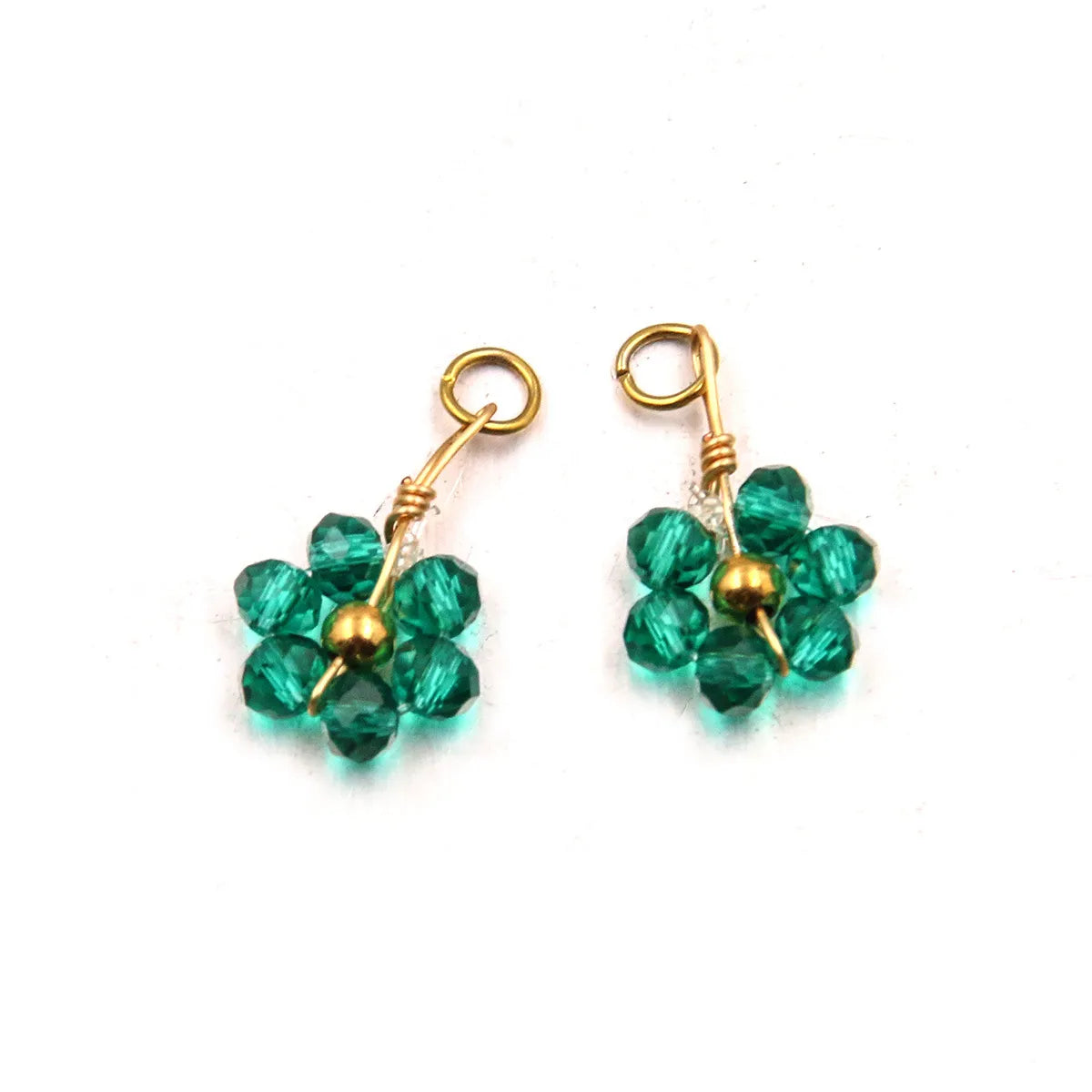 Charms fleur vert émeraude