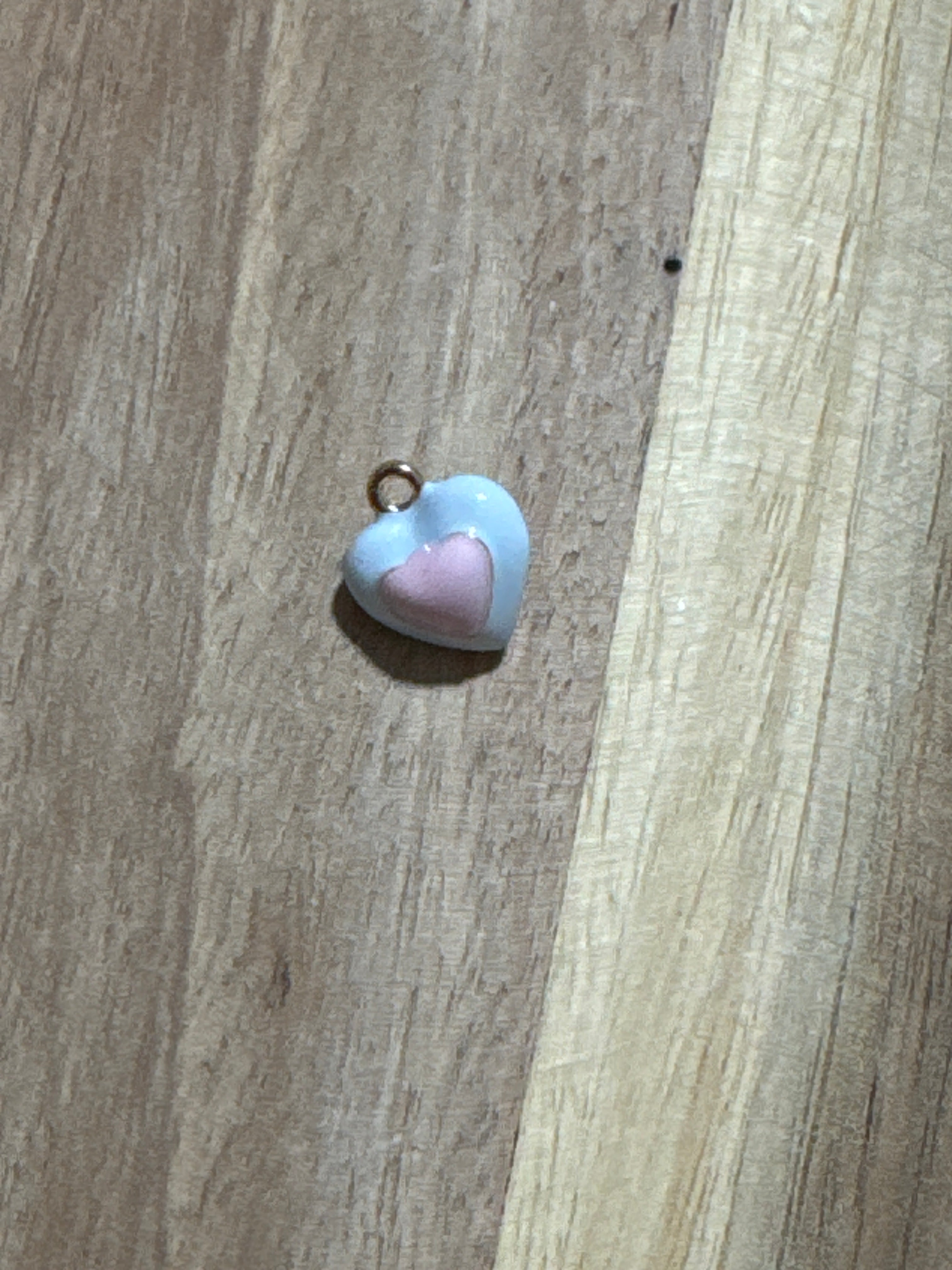 Charms cœur rose & bleu