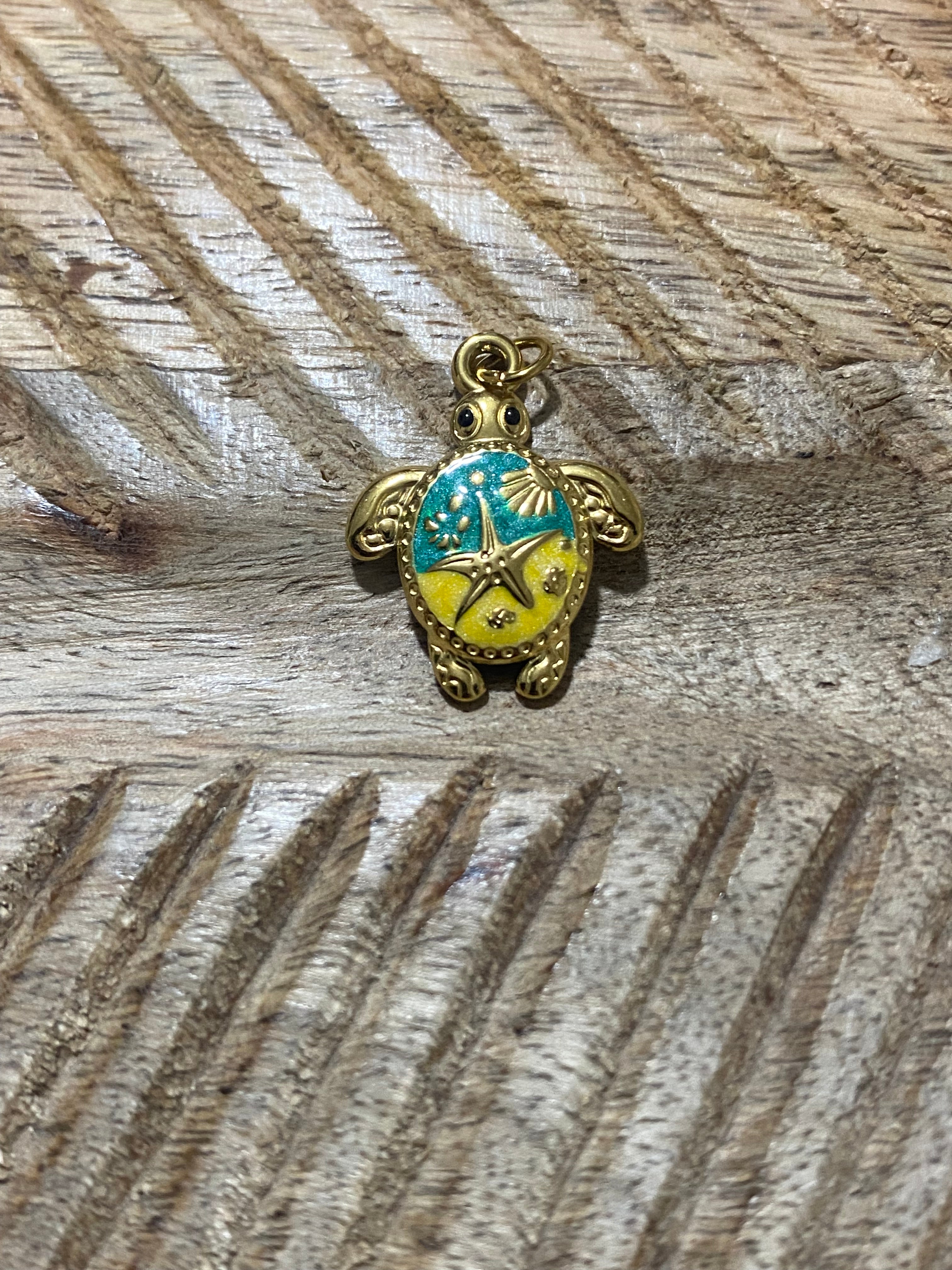 Charms Tortue vert/jaune