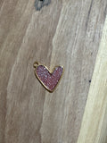 Charms cœur rose pailleté