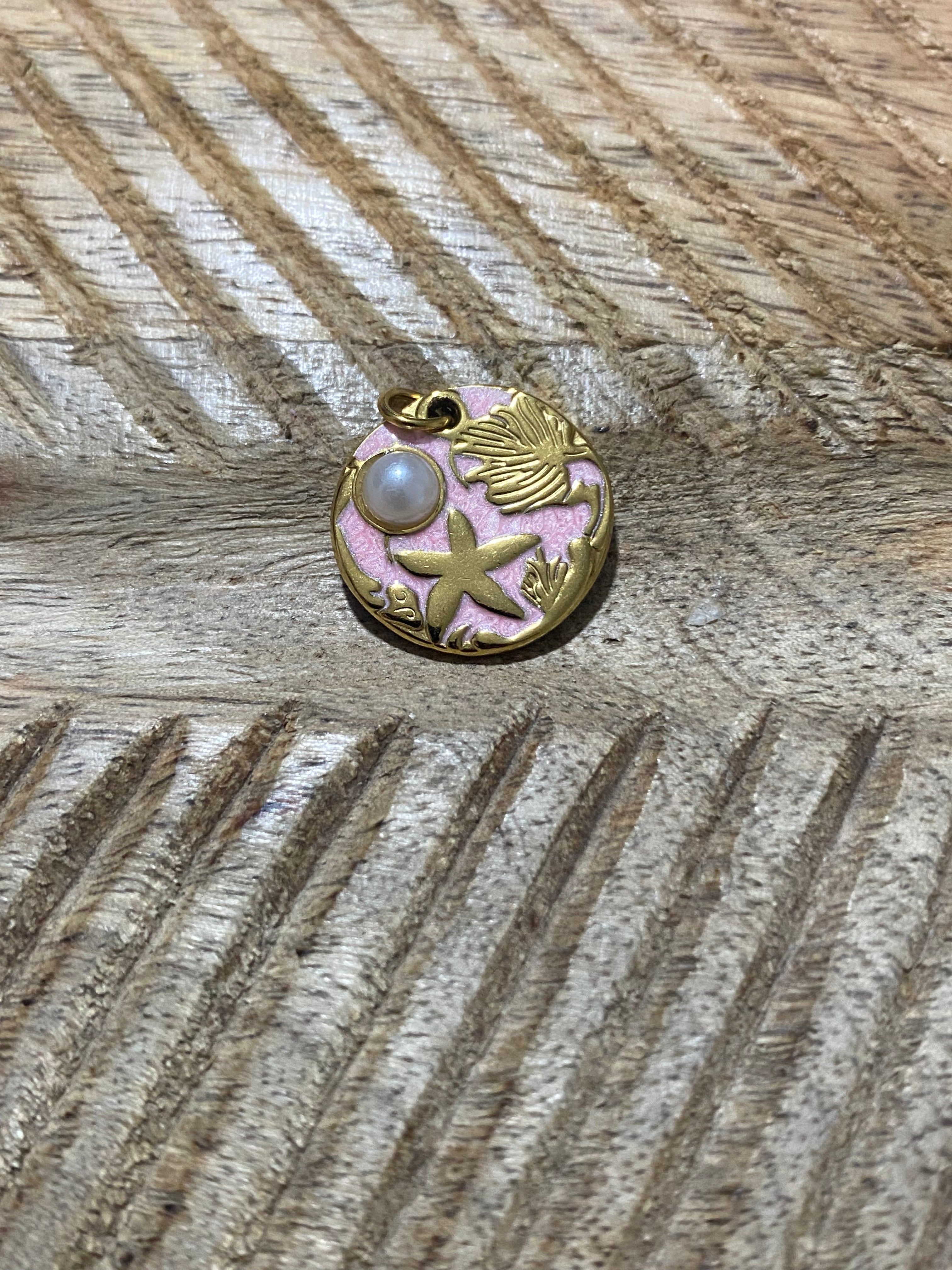 Charms médaillon marin rose